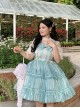 Princess Polka Dot Lace Short Sleeve Sweet Lolita Bow Fungus Edge Round Neck Profile High Waist Short Dress