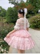 Princess Polka Dot Lace Short Sleeve Sweet Lolita Bow Fungus Edge Round Neck Profile High Waist Short Dress