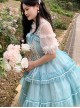 Princess Polka Dot Lace Short Sleeve Sweet Lolita Bow Fungus Edge Round Neck Profile High Waist Short Dress