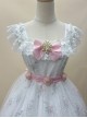 Delicate Pearl Lily Of The Valley Embroidered Detachable Bow Brooch Rose Flower Belt Sweet Lolita Sling Dress