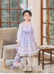 Cute Stardale Classic Lolita Ruffle Hem Princess Birthday Purple Bow Kids Long Sleeve Dress