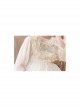 Fashion Ruffle Kids Classic Lolita Crew Neck Apricot Pearlescent Embroidered Bubble Flare Long Sleeve Dress