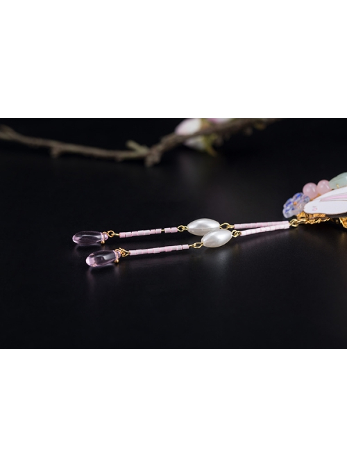Mid-Autumn Rabbit Handmade Ancient Style Hanfu Fairy Purple Tassel Edge Clip Cute Kids Hairpins
