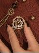 Retro Industrial Style Palace Steampunk Couple Bronze Gear Bud Badge Chain Brooch