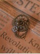 Retro Industrial Style Palace Steampunk Couple Bronze Gear Bud Badge Chain Brooch