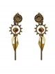 Palace Industrial Wind Gear Geometric Steampunk Brass Tiger Eye Gem Handmade Ear Clips