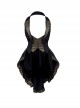 Black Classic Retro Ruffle High Waist Halter Trailing Sexy Backless Gothic Two-Wear Vest