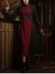 Black Lightweight Semi-Open Collar Punk Flare Long Sleeves Tie Waist Mysterious Gothic Slim Long Tuxedo Cardigan Coat