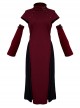 Retro Temperament Daily Burgundy High-Neck Trumpet Long-Sleeved Gothic Sexy Cheongsam Long Dress