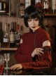 Retro Temperament Daily Burgundy High-Neck Trumpet Long-Sleeved Gothic Sexy Cheongsam Long Dress