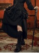 Victorian High Waist A-Type Black Striped Retro Gothic Split Two-Wear Front Short Back Long Ruffle Skirt