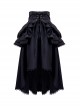 Victorian High Waist A-Type Black Striped Retro Gothic Split Two-Wear Front Short Back Long Ruffle Skirt