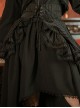 Victorian High Waist A-Type Black Striped Retro Gothic Split Two-Wear Front Short Back Long Ruffle Skirt