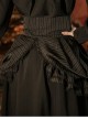 Victorian High Waist A-Type Black Striped Retro Gothic Split Two-Wear Front Short Back Long Ruffle Skirt