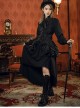 Victorian High Waist A-Type Black Striped Retro Gothic Split Two-Wear Front Short Back Long Ruffle Skirt