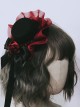 Mysterious Black Buck Classic Lolita Elegant Black And Red Bow Ribbon Small Top Hat Gothic Hairpin