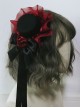 Mysterious Black Buck Classic Lolita Elegant Black And Red Bow Ribbon Small Top Hat Gothic Hairpin