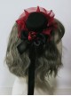 Mysterious Black Buck Classic Lolita Elegant Black And Red Bow Ribbon Small Top Hat Gothic Hairpin