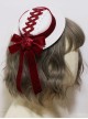 Red Rose Bow Ribbon Elegant Retro White Top Hat Sweet Lolita Cheongsam Hairpin