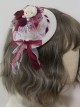 Gothic Style Red  White Dry Rose Pearl Hole Lace Small Hat Sweet Lolita Bow Hairpin