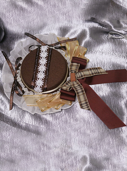 Cute Brown Bear Cookie Sweet Lolita Daisy Small Flat Hat Bow All-Match Hairpin