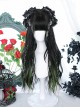Cute Black Cyan Gradient Fluffy Air Bangs Curly Twist Braid Water Ripple Face Repair Classic Lolita Long Curly Wig