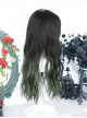 Cute Black Cyan Gradient Fluffy Air Bangs Curly Twist Braid Water Ripple Face Repair Classic Lolita Long Curly Wig