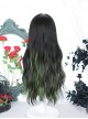 Cute Black Cyan Gradient Fluffy Air Bangs Curly Twist Braid Water Ripple Face Repair Classic Lolita Long Curly Wig