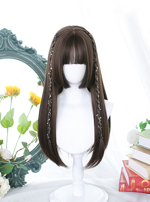 Goddess Jk Face Repair Princess Cut Air Qi Bangs Classic Lolita Black Long Straight Wig