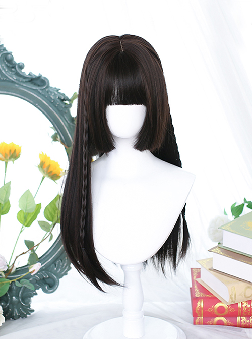 Goddess Jk Face Repair Princess Cut Air Qi Bangs Classic Lolita Black Long Straight Wig