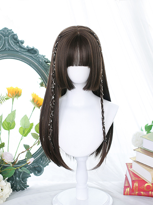 Goddess Jk Face Repair Princess Cut Air Qi Bangs Classic Lolita Black Long Straight Wig