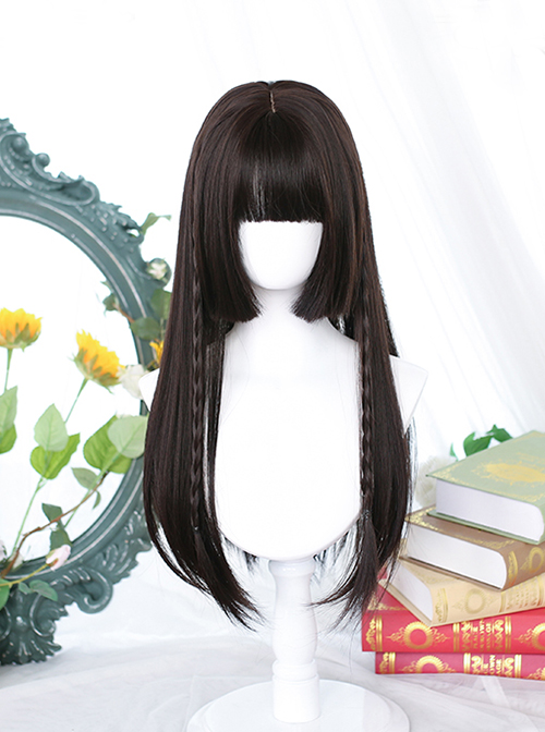 Goddess Jk Face Repair Princess Cut Air Qi Bangs Classic Lolita Black Long Straight Wig