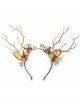 Christmas Elk Antler Design Flower Red Cherry Decoration Classic Lolita Cute Deer Ears Kid Headband
