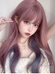 Net Red Hanging Ear Dye Trend Fashion Daily Purple Air Qi Bangs Sweet Lolita Jk Highlights Blue-Gray Long Wave Wig