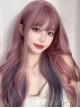 Net Red Hanging Ear Dye Trend Fashion Daily Purple Air Qi Bangs Sweet Lolita Jk Highlights Blue-Gray Long Wave Wig