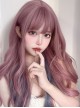 Net Red Hanging Ear Dye Trend Fashion Daily Purple Air Qi Bangs Sweet Lolita Jk Highlights Blue-Gray Long Wave Wig