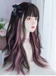 Cute Highlights Hot Girl Bestie Everyday Sweet Lolita Black Pink Air Bangs Long Curly Wig