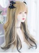 Cute Highlights Hot Girl Bestie Everyday Sweet Lolita Black Pink Air Bangs Long Curly Wig