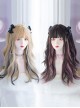 Cute Highlights Hot Girl Bestie Everyday Sweet Lolita Black Pink Air Bangs Long Curly Wig