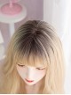 Hot Girl Blonde Dyed Black Cute Qi Bangs Sweet Lolita Long Curly Hair Big Wavy Ponytail Wig