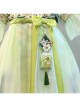 Fresh Chinese Style Exquisite Flower Embroidery Purse Hanging Fringe Decoration Kid Hanfu Print Dress