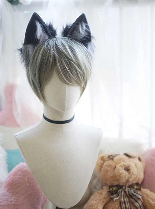 Boys Lolita Handsome And Cute Wolf Teenager Slanted Bangs Daily Short Wig