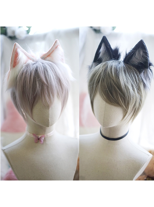 Boys Lolita Handsome And Cute Wolf Teenager Slanted Bangs Daily Short Wig