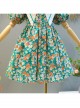 Color Floral Decoration White Triangular Lapel Design Cotton Classic Lolita Kid Short Sleeve Dress