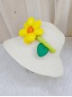 Classic Lolita Simple Dome Big Sunflower Three-Dimensional Flower Decoration Sweet Kids Straw Hat