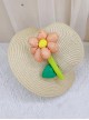 Classic Lolita Simple Dome Big Sunflower Three-Dimensional Flower Decoration Sweet Kids Straw Hat