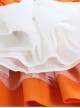 Floral-Print Pleated Lace Hem Cross-Strap Vest Design Lace Doll Neckline Classic Lolita Kid Orange Dress