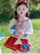 Circus Kindergarten Series Cute Sailor Square Neckline Bow Knot Decoration Pleated Lace JK Skirt Set