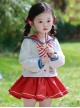 Circus Kindergarten Series Cute Sailor Square Neckline Bow Knot Decoration Pleated Lace JK Skirt Set