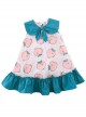 Sweet Peach Print Mesh Decoration Pleated Hem Doll Neck Bow Knot Classic Lolita Sleeveless Dress